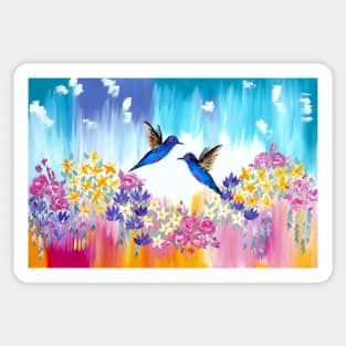 Flowers and Hummingbirds Sticker